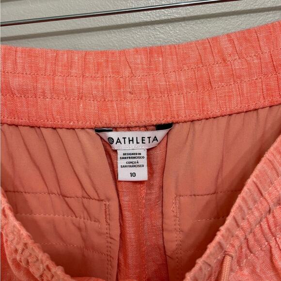 Athleta Retreat Linen Jogger Pants in Sunset Glow (Coral) - Size 10 - Picture 4 of 6